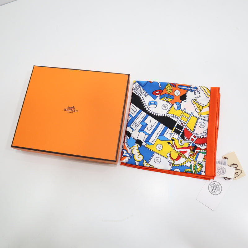 未使用 HERMES エルメス カレ70 エルメスの叙事詩 デタイユ L'Epopee d'Hermes Detail シルク100 マルチカラー 箱有 H19252