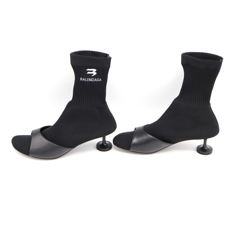 未使用品 BALENCIAGA バレンシアガ Sock booties ソックスニットミュール 722298W2LM11090 ブラック サイズ36 24㎝ 25k377-3