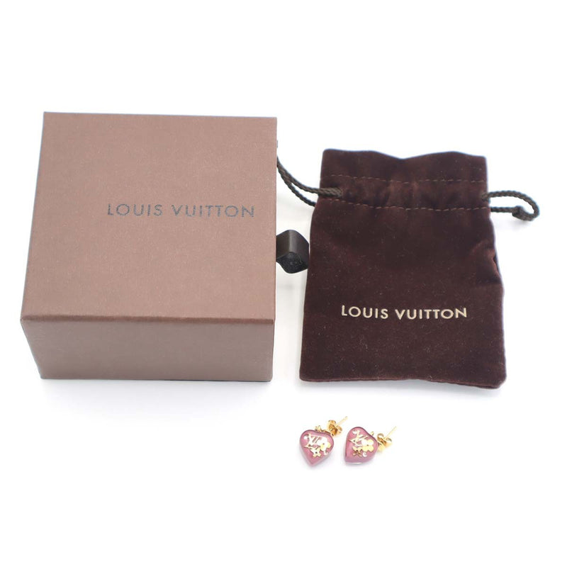 LOUIS VUITTON ルイヴィトン  LV ピアス M66082 アンクルージョン ピンクパープル ハート アクセサリー 箱有 25k803-1