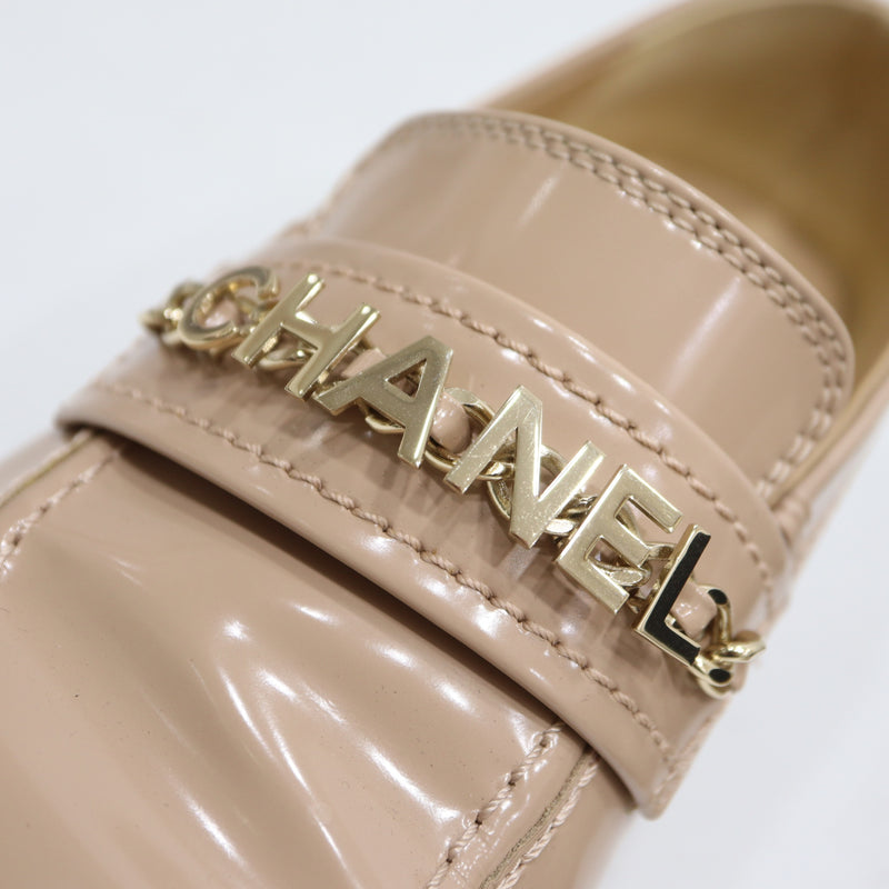 CHANEL シャネル G37430 ローファー ロゴ 36サイズ エナメルベージュ