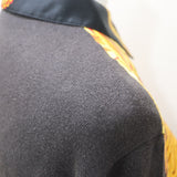 HERMES エルメス ニット 切替シャツ 長袖 トップス 総柄 Sサイズ シルク カシミヤ混 オレンジ×ブラック 26k350-16