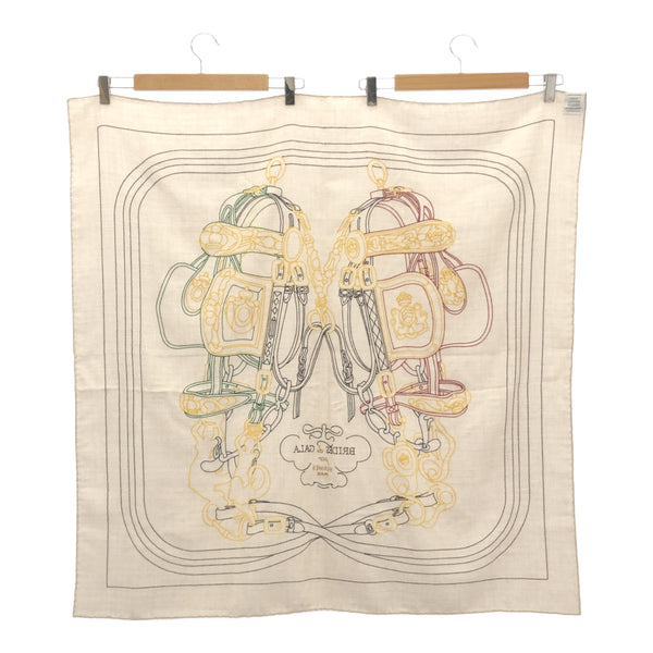 HERMES エルメス カレ90 BRIDES de GALA ブリッドドゥガラ カシシル ベージュ系 刺繍 服飾小物 箱有 H20480