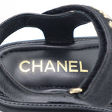 CHANEL シャネル ココマーク サンダル ハラコ レザー G46018 36C 23cm ブラック 靴 箱有 25k628-2