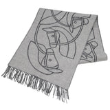 タグ付き未使用 HERMES エルメス アントルラック エスケトル マフラー ストール カシミヤ100 グレー系 箱有 H21662