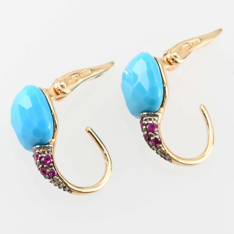 仕上げ済 Pomellato ポメラート ピアス カプリ 18KT 750 約5g ターコイズ アクセサリー ケース有 H8949