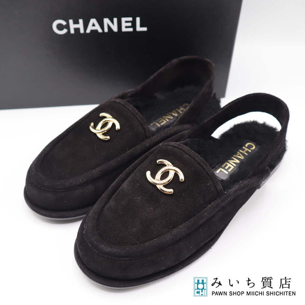 未使用 CHANEL シャネル スリングモカシン 371/2 24.5cm ココマーク ブラック 靴 箱有 H20968