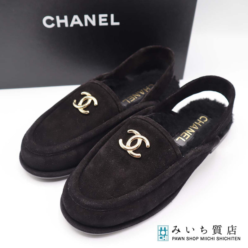 未使用 CHANEL シャネル スリングモカシン 371/2 24.5cm ココマーク ブラック 靴 箱有 H20968