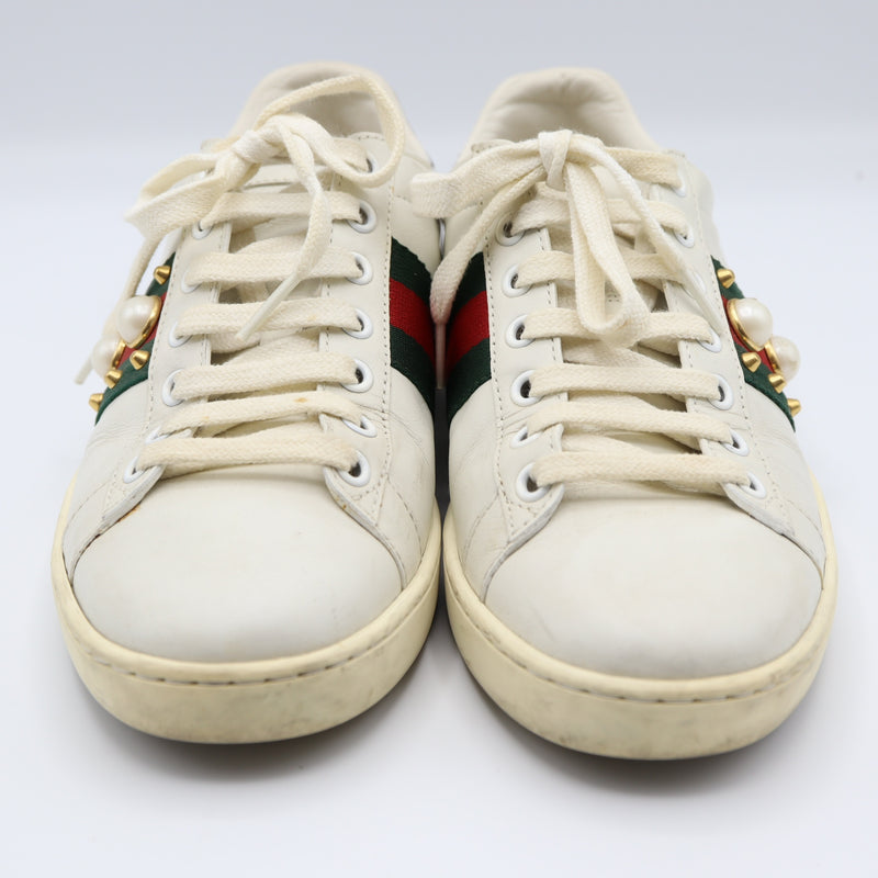 GUCCI グッチ 438218 スニーカー エース シェリーライン フェイクパール サイズ36 ホワイト系 箱・保管袋有 ok1216