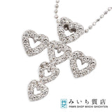 Ponte Vecchio ポンテヴェキオ ネックレス ダイヤ ハート クロス K18 D0.50 約6.8g ホワイトゴールド アクセサリー H18897