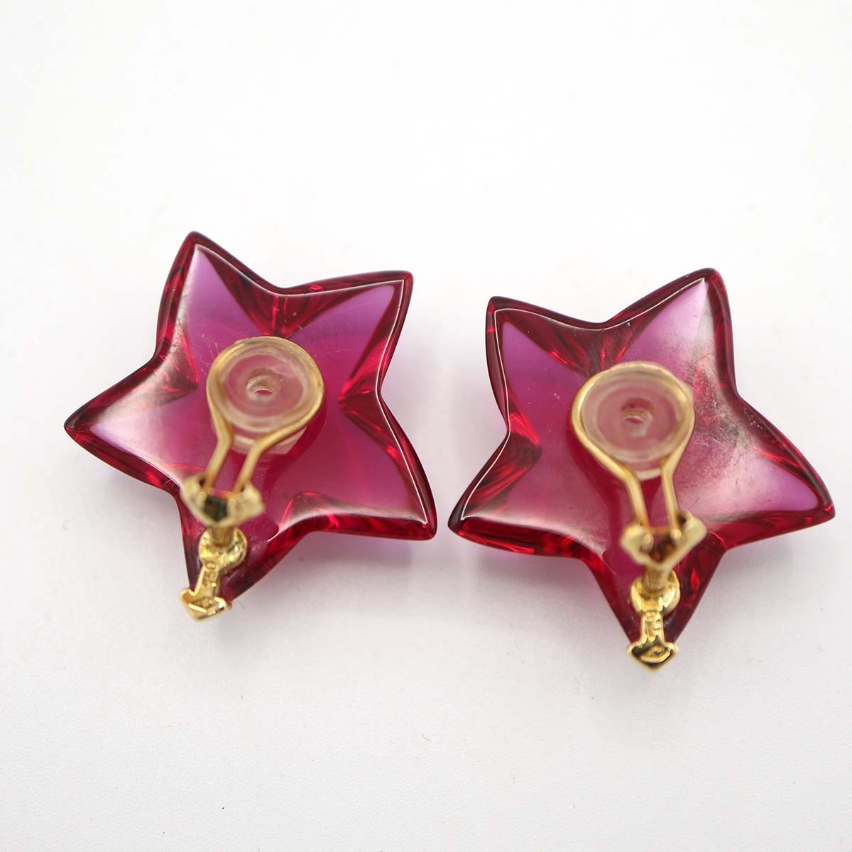 Baccarat バカラ クリスタルガラス イヤリング ピンク 750 K18 スター