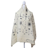 CHANEL シャネル モヘア ストール ロゴ マフラー ホワイト系 服飾小物 k1303