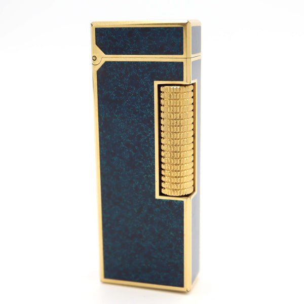dunhill ダンヒル ガスライター US.RE24163 ラピス柄 ラピス ブルー ローラー式 喫煙具 着火未確認 ケース有 H5342