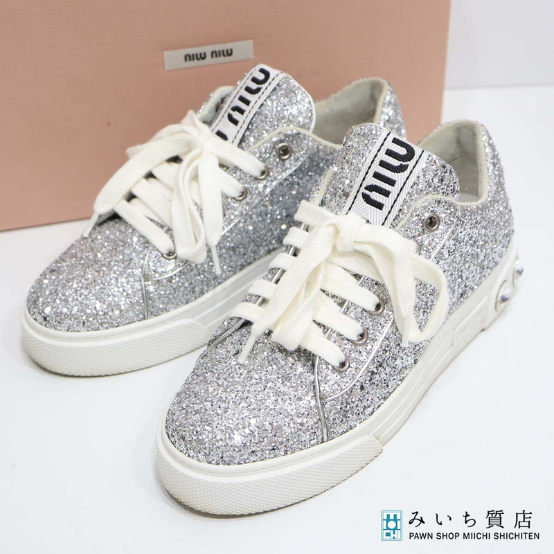 miu miuのラメのスニーカー miumiu ミュウミュウ スニーカー 643 グリッター ラメ 36 1/2