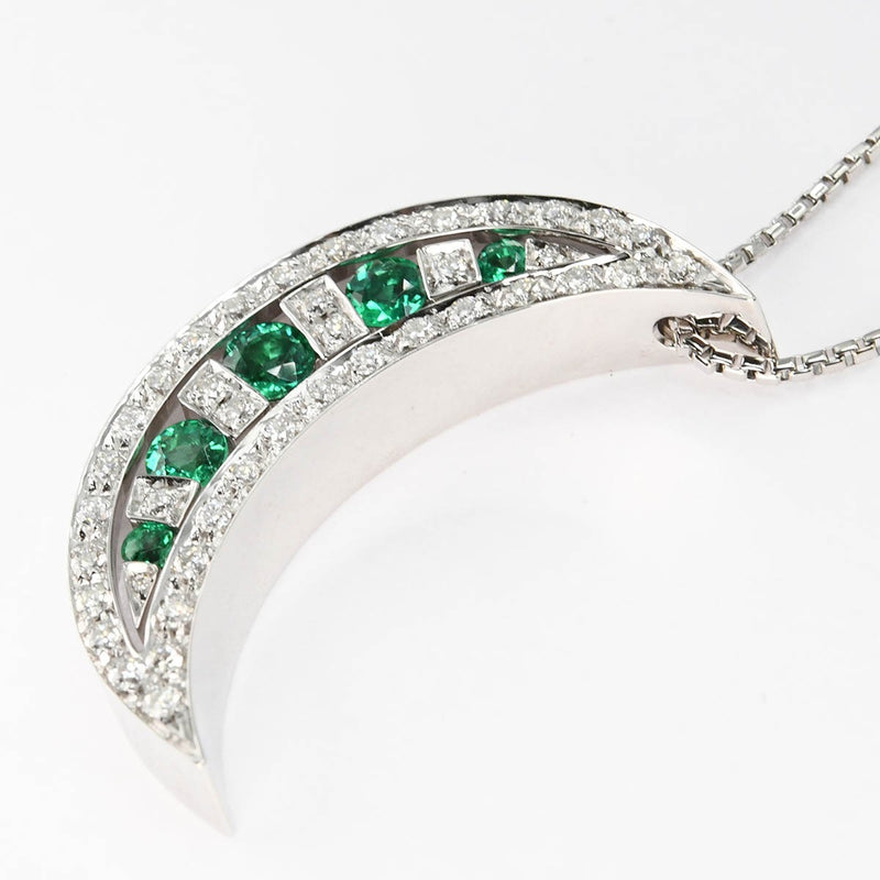 仕上済 DAMIANI ダミアーニ ムーン ネックレス 三日月 ダイヤ エメラルド 750 約11.7g アクセサリー ジュエリー H12767