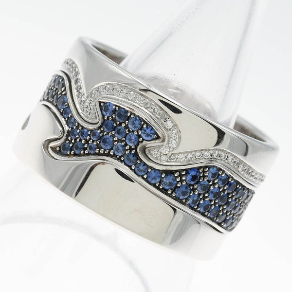 仕上済 GEORG JENSEN ジョージジェンセン フュージョンリング 指輪 #58 750 ダイヤ サファイア 約17.5~18号 約19g ジュエリー eco357
