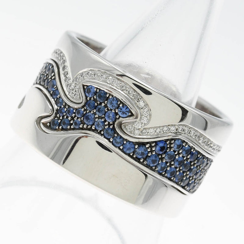 仕上済 GEORG JENSEN ジョージジェンセン フュージョンリング 指輪 #58 750 ダイヤ サファイア 約17.5~18号 約19g ジュエリー eco357