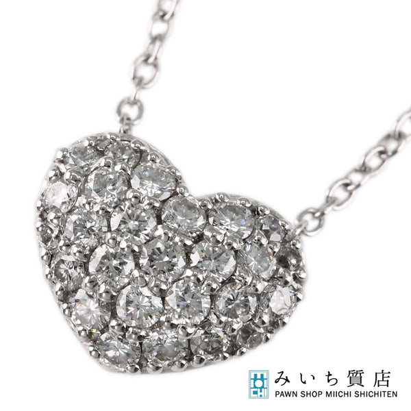 仕上済 Ponte Vecchio ポンテヴェキオ PV ネックレス ハート K18WG D0.41 3.7g ジュエリー H15194