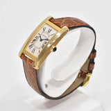 腕時計 稼働 Cartier カルティエ タンクアメリカン クォーツ 18K 1710 白色文字盤 H18353