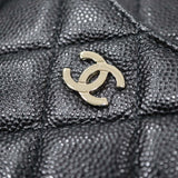 CHANEL シャネル フラグメントケース キャビアスキン マトラッセ クラシックポーチ ブラック×ゴールド 31番代 ギャラあり M3734