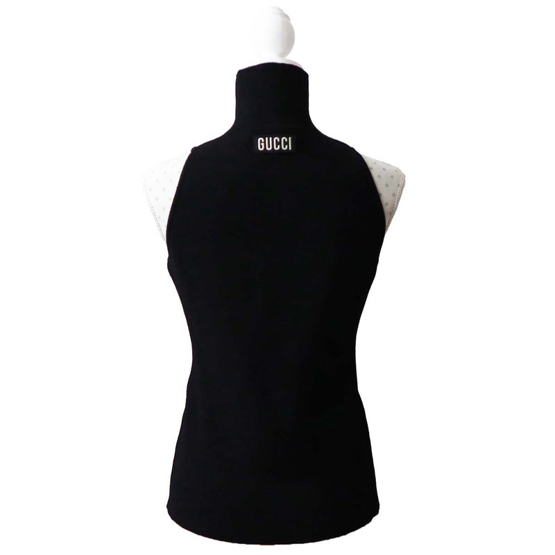 GUCCI グッチ ノースリーブ タートルネック トップス レディース ブラック 黒 サイズL（175/96Y） 25k591-1