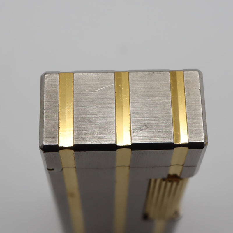 着火未確認 dunhill ダンヒル ライター ローラー式 シルバー×ゴールド ライン ストライプ ビンテージ 喫煙具 コレクション H1884