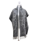 タグ付き未使用 HERMES エルメス アントルラック エスケトル マフラー ストール カシミヤ100 グレー系 箱有 H21662
