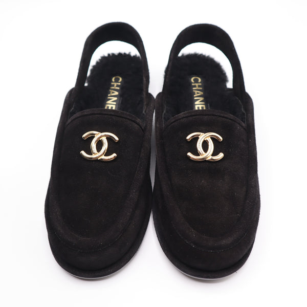 未使用 CHANEL シャネル スリングモカシン 371/2 24.5cm ココマーク ブラック 靴 箱有 H20968