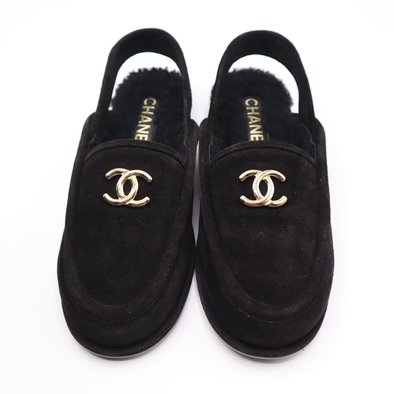 未使用 CHANEL シャネル スリングモカシン 371/2 24.5cm ココマーク ブラック 靴 箱有 H20968