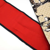 LOUIS VUITTON ルイヴィトン バンドー トランク ナロー M73964 シルク100％ スカーフ ベージュ/レッド モノグラム 箱あり 25k803-4