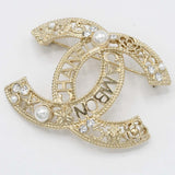 CHANEL シャネル ブローチ カンボン ラインストーン ゴールドカラー フェイクパール アクセサリー 箱有 H18918