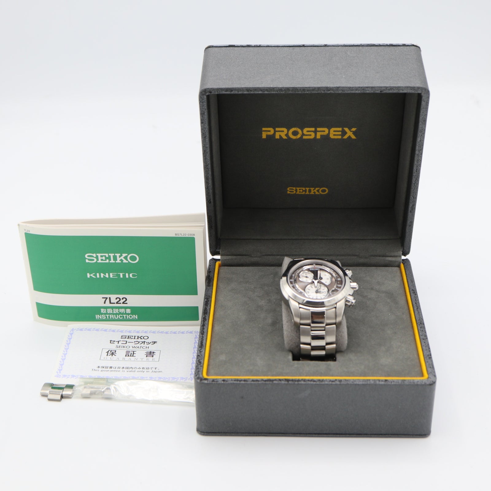 稼働 腕時計 SEIKO セイコー キネティック 7L22-0AC0 クロノグラフ