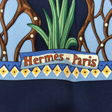 HERMES エルメス カレ90 Axis Mundi 世界の中心軸 スカーフ シルク100 ブルー系 箱 H22963