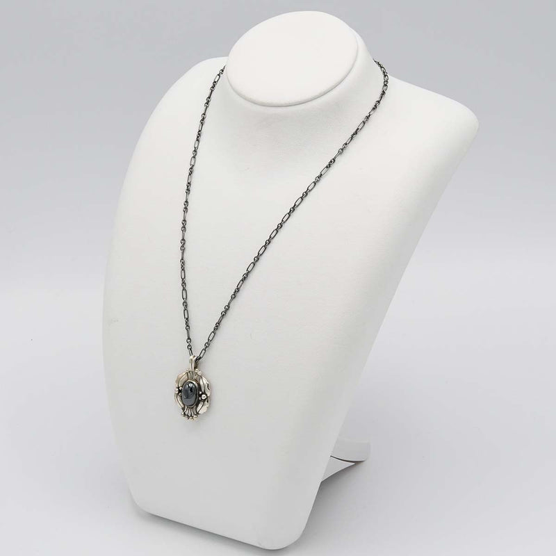 GEORG JENSEN ジョージジェンセン イヤーペンダント 2000 ヘマタイト ネックレス シルバー 925 約10.3g アクセサリー レディース yo684