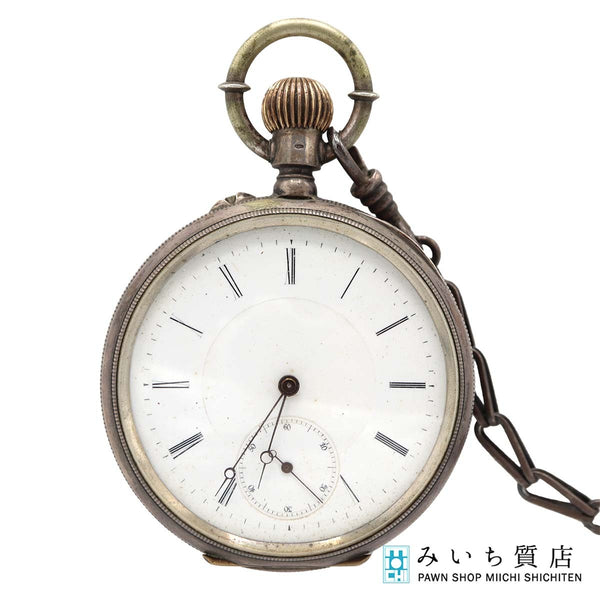 懐中時計 稼働 スモセコ 手巻き シルバー 800 銀 白色文字盤 箱付 71