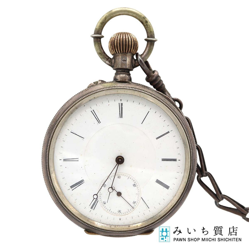 懐中時計 稼働 スモセコ 手巻き シルバー 800 銀 白色文字盤 箱付 71