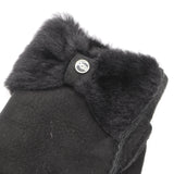 UGG アグ ムートン手袋 RN17541 グローブ スエード リボン サイズM シープスキン ブラック レディース 箱有 24s612-5