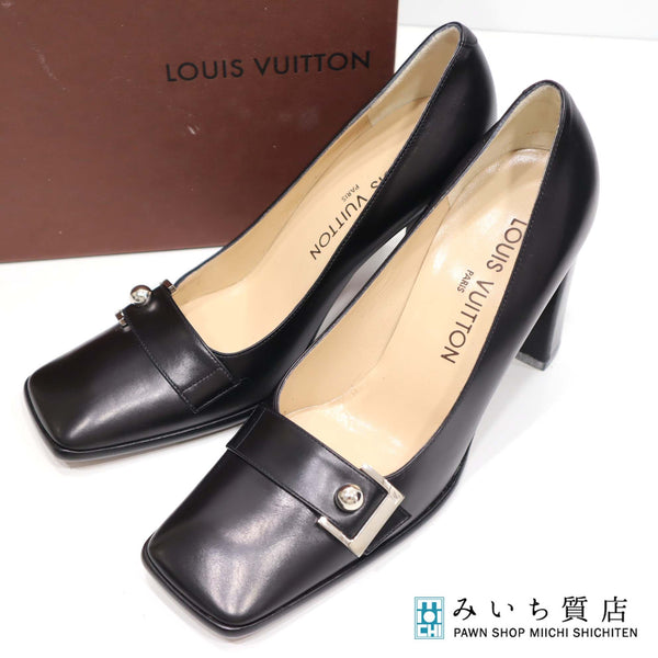 LOUIS VUITTON LV ルイヴィトン パンプス 35 1/2 22.5cm ブラック レディース 箱袋有 30k297-17