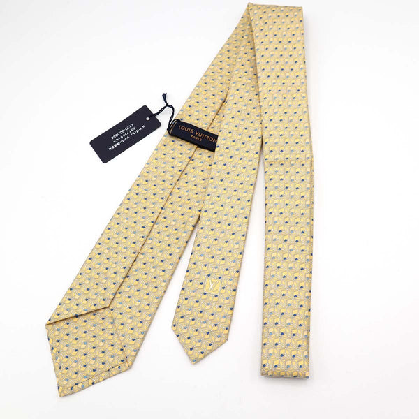 未使用 LOUIS VUITTON ルイヴィトン LV ネクタイ M73122 総柄 シルク100 イエロー 服飾小物 メンズ H835