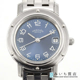 稼働 腕時計 HERMES エルメス クリッパー CL4.210 ネイビー系色文字盤 クォーツ 2025.6 電池交換済 H18945