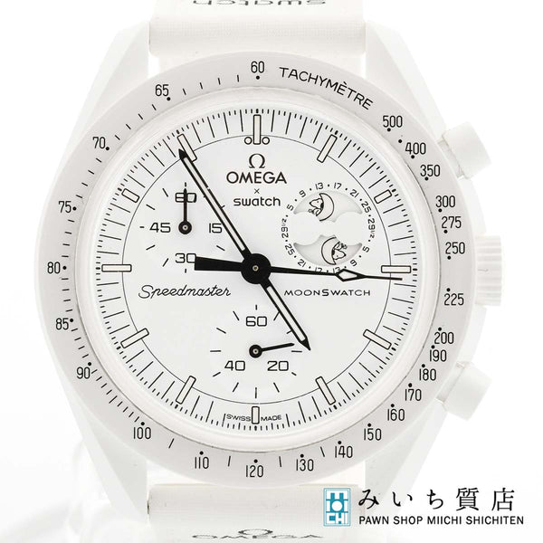 稼働 腕時計 OMEGA×swatch スヌーピー ミッショントゥザムーンフェイズ SO33W700 クォーツ 箱保取説あり 25k639-7