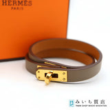 HERMES エルメス ブレスレット ミニ・ケリー ドゥブルトゥール ケリーブレス T3 U刻印 ブラウン系 ゴールドカラー アクセサリー 箱袋 H18669
