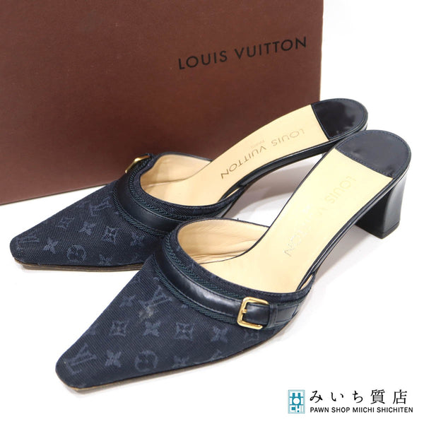 LOUIS VUITTON ルイヴィトン LV ミュール ポインテッド サンダル MA0032 モノグラムミニ ブルー系 レディース 箱有 25k627-16