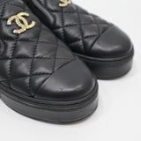 CHANEL シャネル G39180 マトラッセ キルティング スリッポン シューズ 約24cm 37サイズ 靴 ブラック 26k1035-4