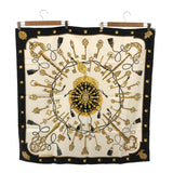 HERMES エルメス カレ90 LES CLES THE KEYS RARE 鍵 スカーフ ブラック×ホワイト シルク100 H23952