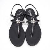 未使用品 CHANEL シャネル ココマーク ラインストーン サンダル G39932 サイズ38 25cm レディース 23k418-9
