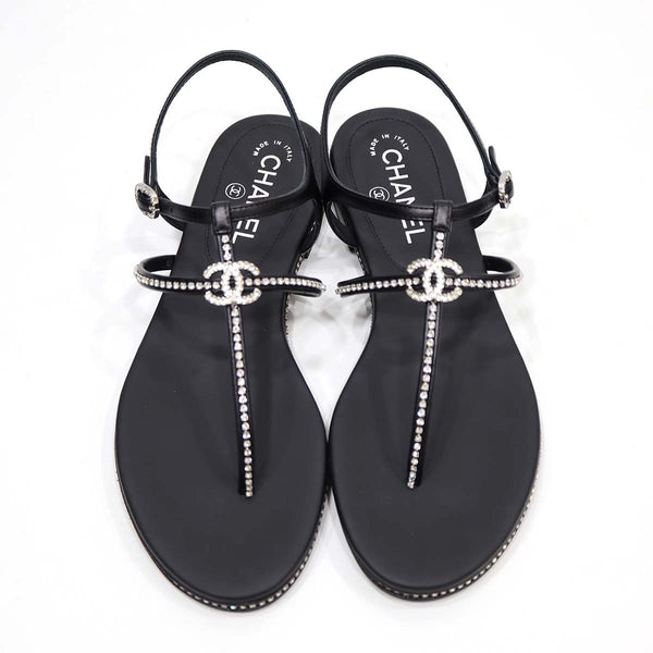 未使用品 CHANEL シャネル ココマーク ラインストーン サンダル G39932 サイズ38 25cm レディース 23k418-9