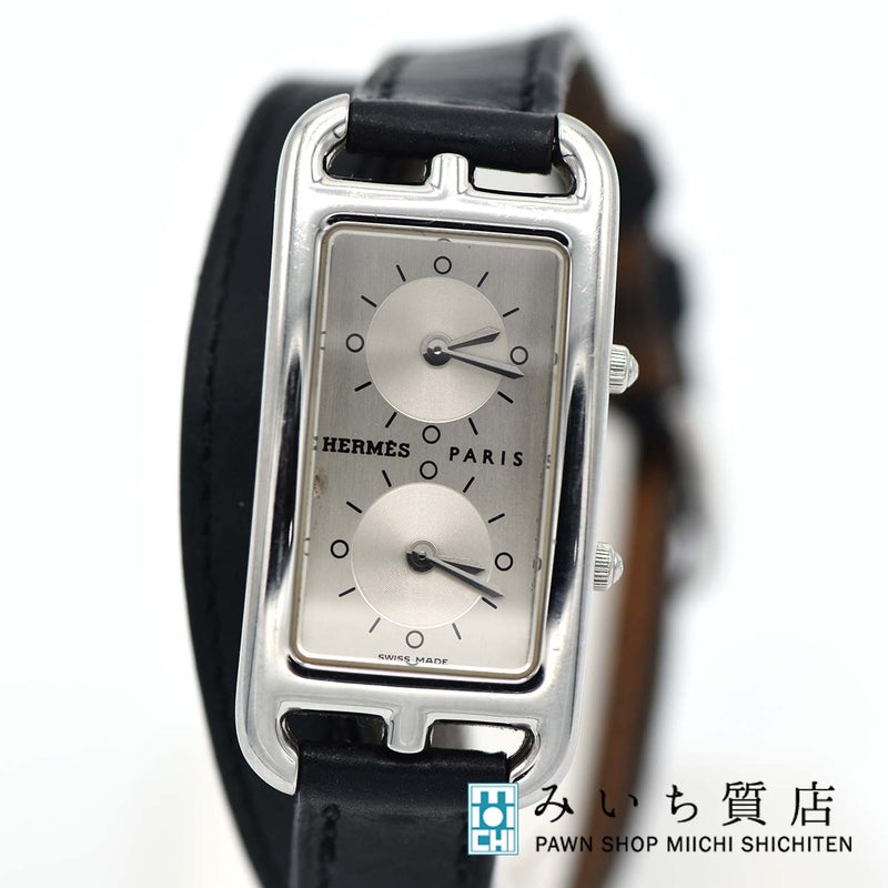 腕時計 稼働 エルメス HERMES CC3-210 ケープコッド ドゥゾーン □E刻印 ブラック 2024.6電池交換済 H10078