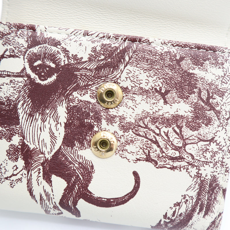 Christian Dior クリスチャンディオール トワルドゥジュイ 三つ折り財布 ミニウォレット 猿 アイボリー 21K82-1