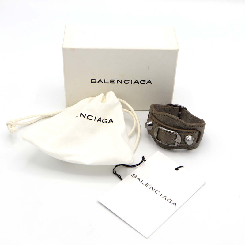 BALENCIAGA バレンシアガ ブレスレット ジャイアント レザー グレー系 バングル アクセサリー  箱 袋 H4964