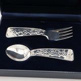TIFFANY&Co. ティファニー ベビースプーン＆フォーク セット 熊 bear SV925 カトラリー 食器 箱ケース袋 K181
